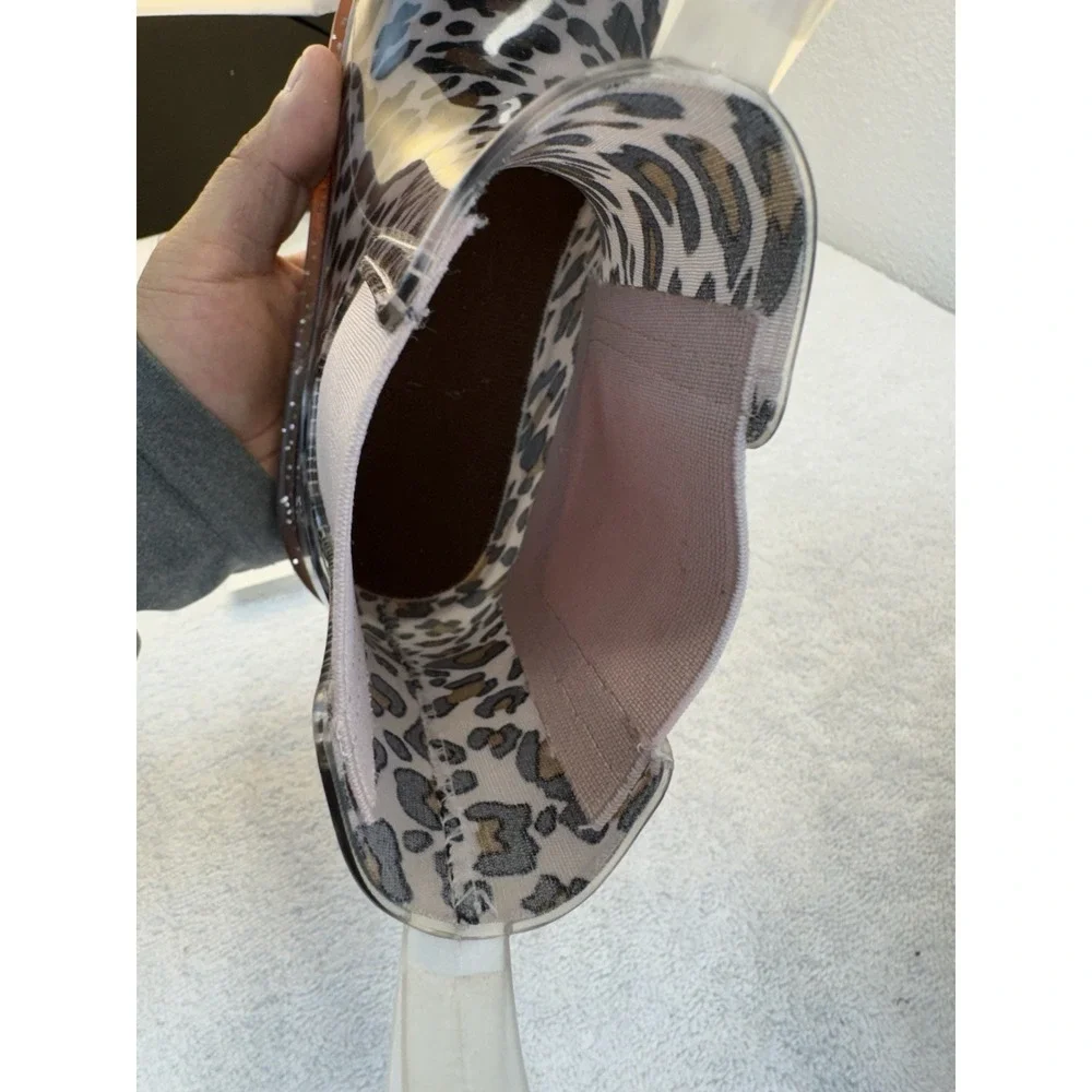 Wonder Nation Toddler Leopard Rain Boots Size 2/3 Pink Glitter Chelsea Boots